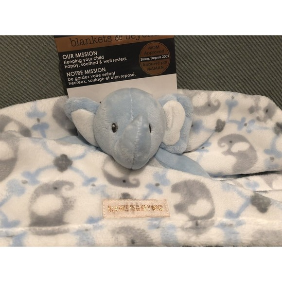 COPY - Blankets and Beyond Elephant Baby Security Blanket Tapestry Blue Lovey P… - Picture 2 of 6